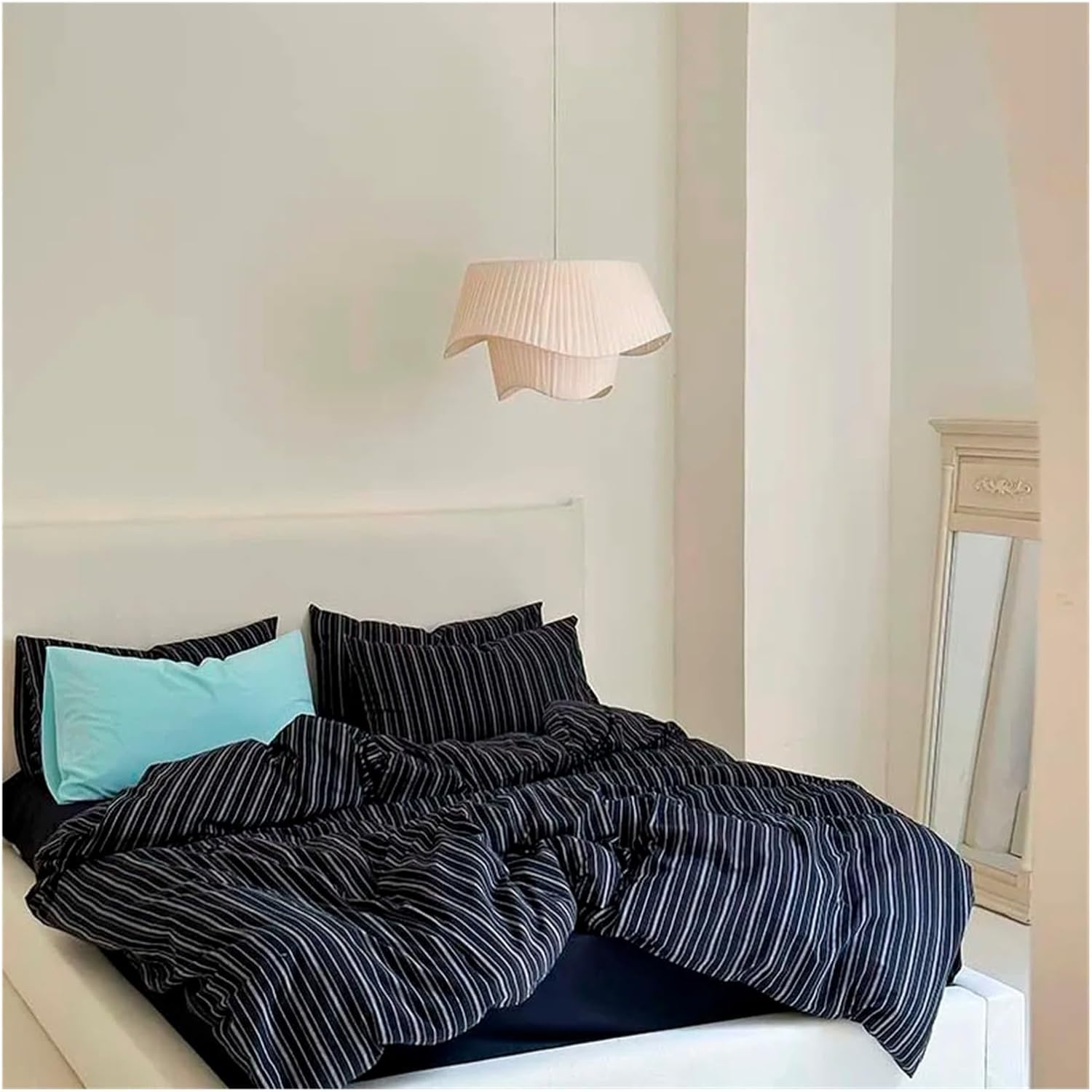 100% Cotton Duvet Cover Set Yarn Dyed Vertical Striped Bedding Comforter Cover Bed Sheet Pillowcases Washed Breathable Bedding,Bed