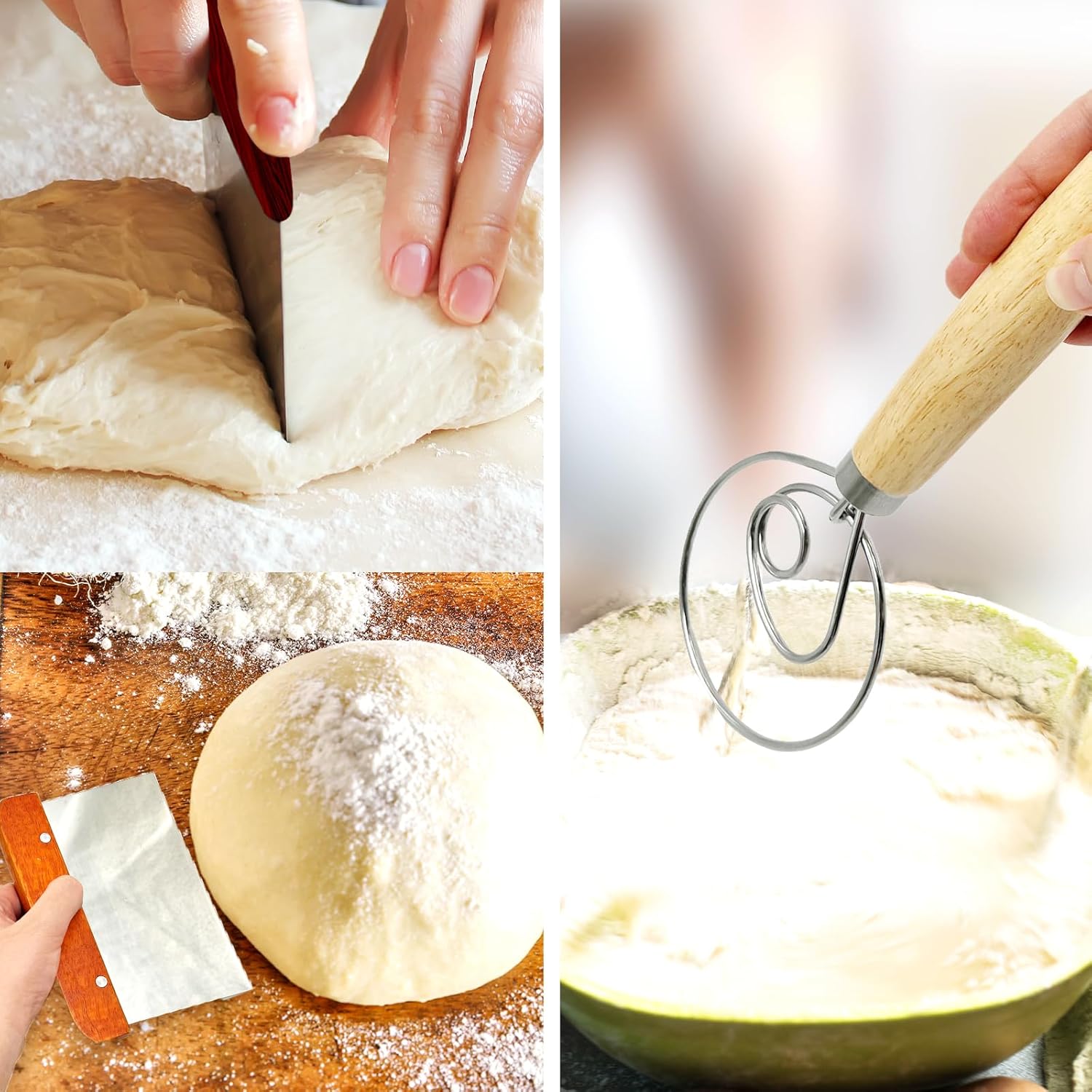 SNAIL GARDEN 9-Piece Sourdough Bread Making Kit with 9 Pattern Stencils,9" Round & 10" Oval Bread Proofing Baskets with Bread Lame, Dough Scraper, Whisk, 2 Liners & Flour Duster for Home Bakers