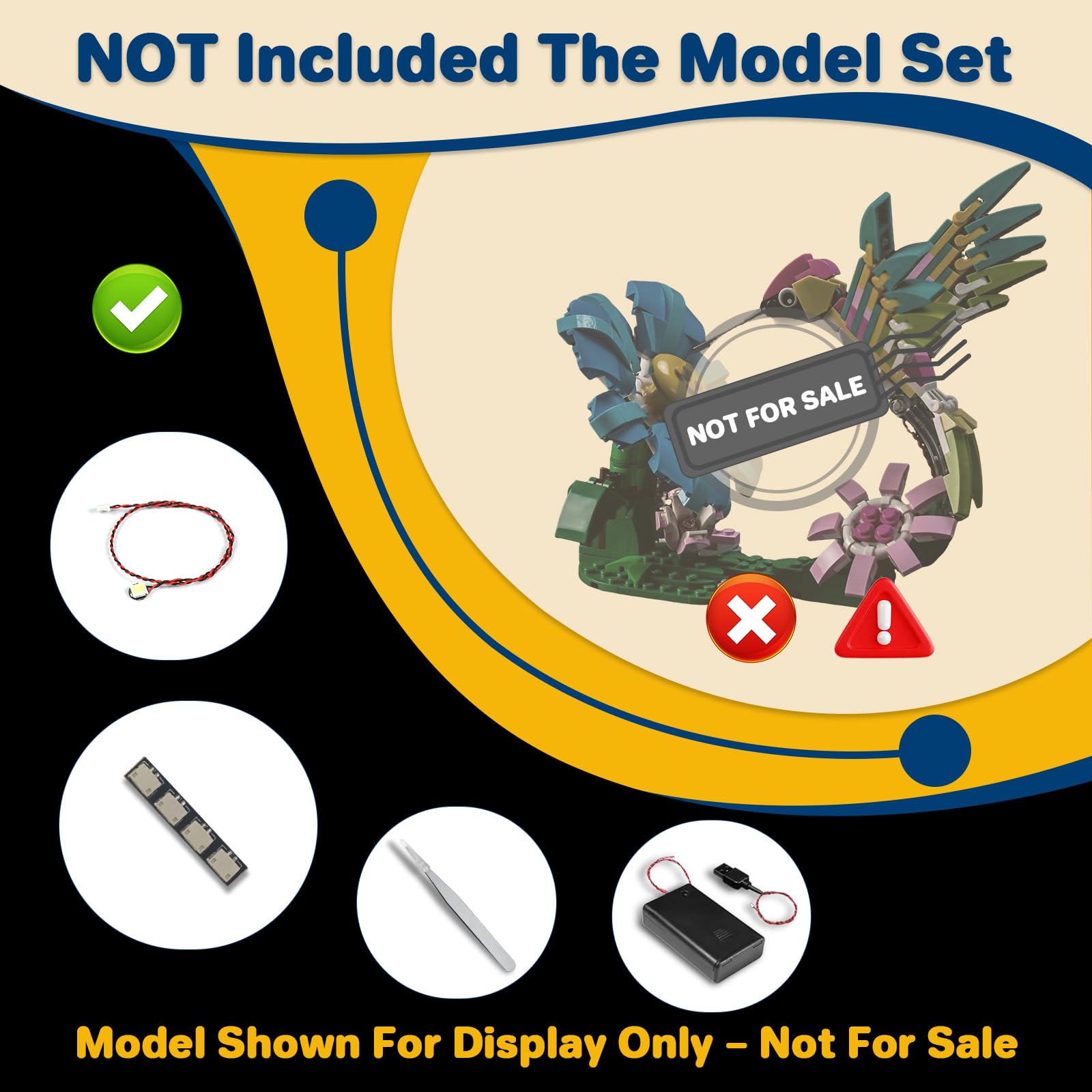 LocoLee Led Light Set Compatible with Lego 31384 Wild Animals: Colorful Hummingbird Led Decoration Lighting Kit Compatible with Lego Creator 3-in-1 31384 Building Blocks Model,Only Lights Set,No Model - Image 2