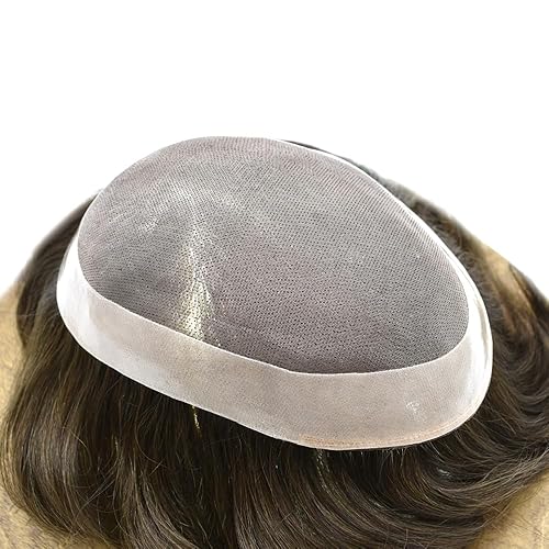 Miniatura 7 de Toupee - Sistema de reemplazo de cabello humano para hombre, encaje mono fino para hombre, tupé NPU polivinílico piel alrededor duradero para