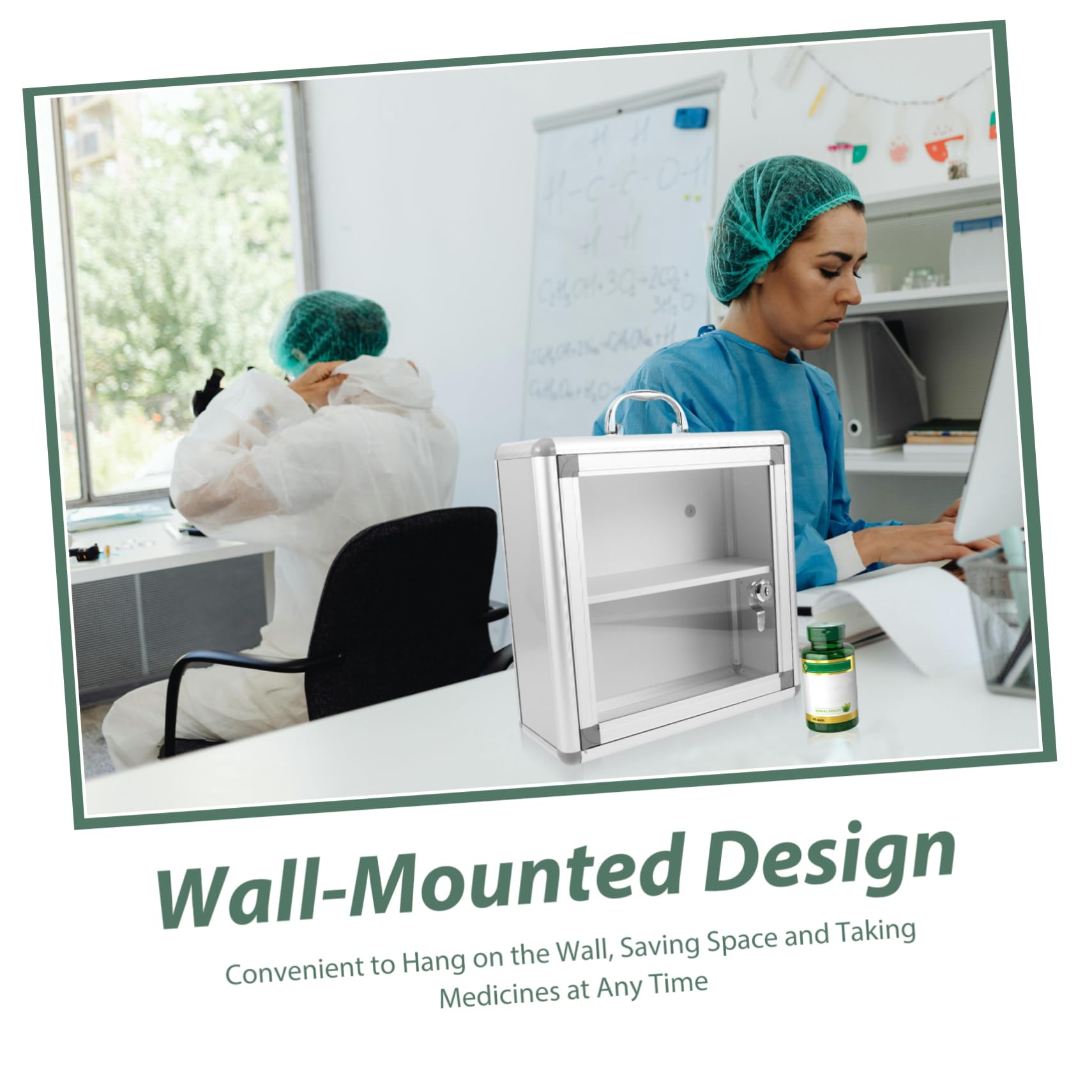 STOBAZA Wall-Mounted Medicine Box Storage Case for Emergency Use Medicine Holder with Double Compartments Convenient Organizer for Home and Public Spaces