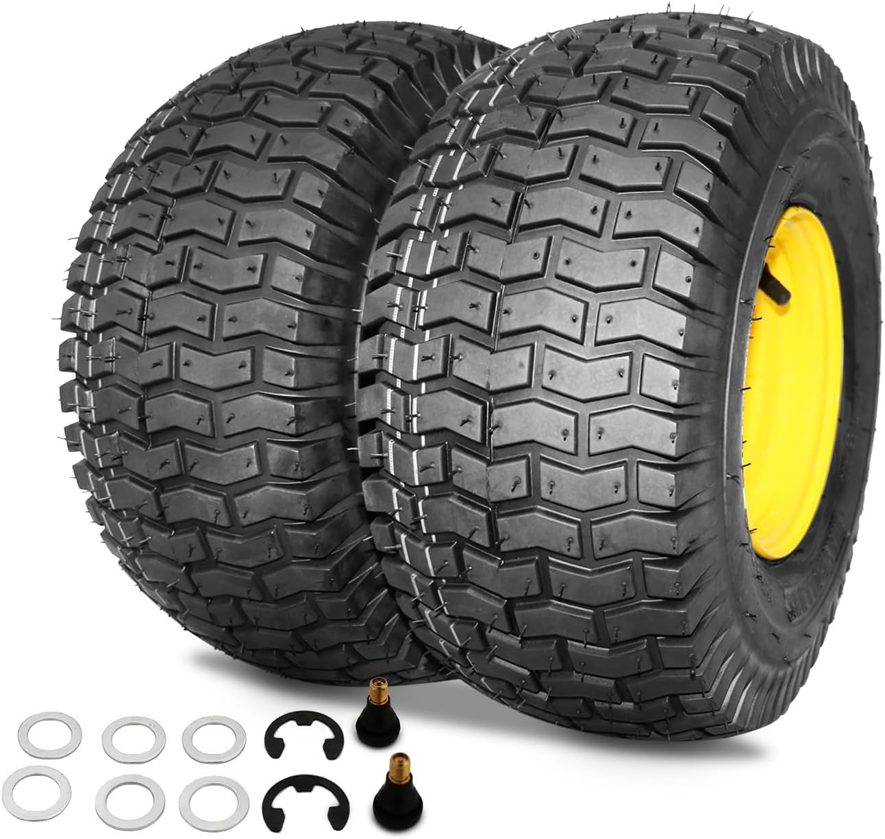 MAXROLLORS (2 Pack) 20x8.00-8 Lawn Mowe Tire and Wheel Tubeless, 3.5" Offset Hub, 3/4" Borehole, 3/16" Keyway, 4-Ply, Replacement 20x8-8 Rear Tire and Wheel Assemblies