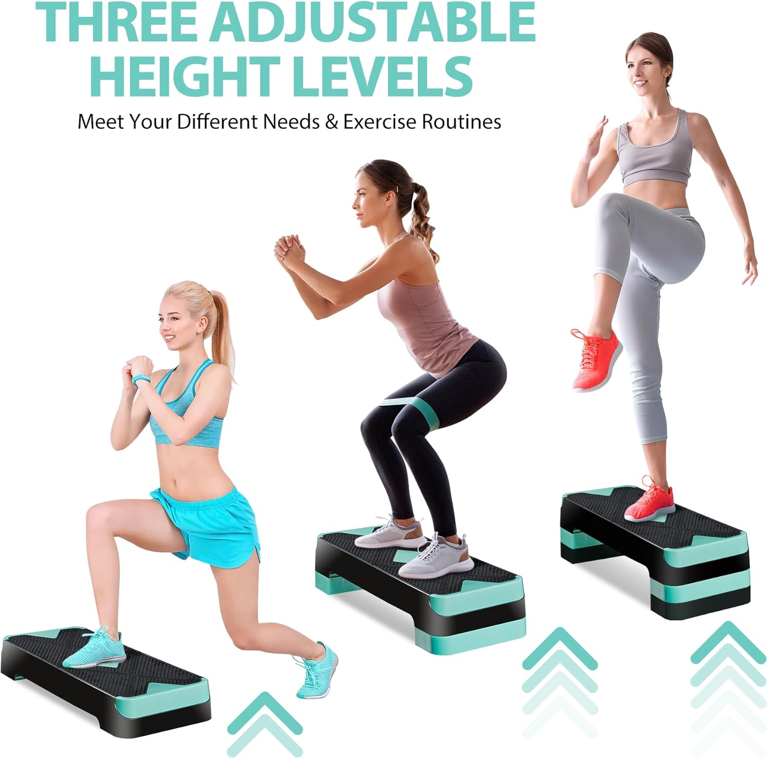 ZENY 26.5 inch Aerobic Step Platform with 4 Step Risers, Height Adjustable Exercise Stepper for Home Gym Workouts, 400 lbs Capacity