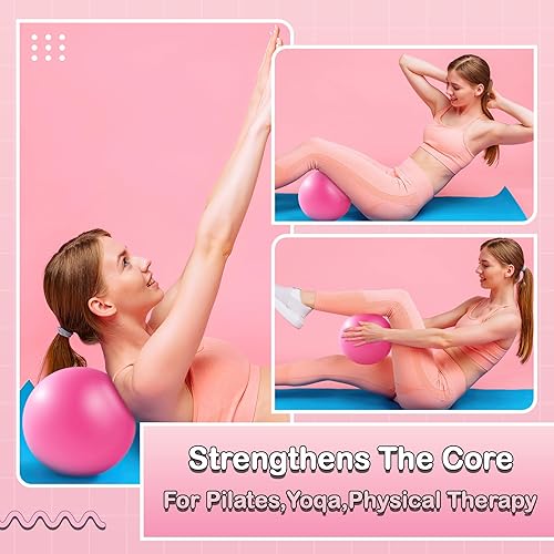 Miniatura 3 de Equipo de pilates de 14 piezas para mujeres, kit de entrenamiento en casa con círculo de pilates, pelota de yoga de 9 pulgadas, banda de resistencia