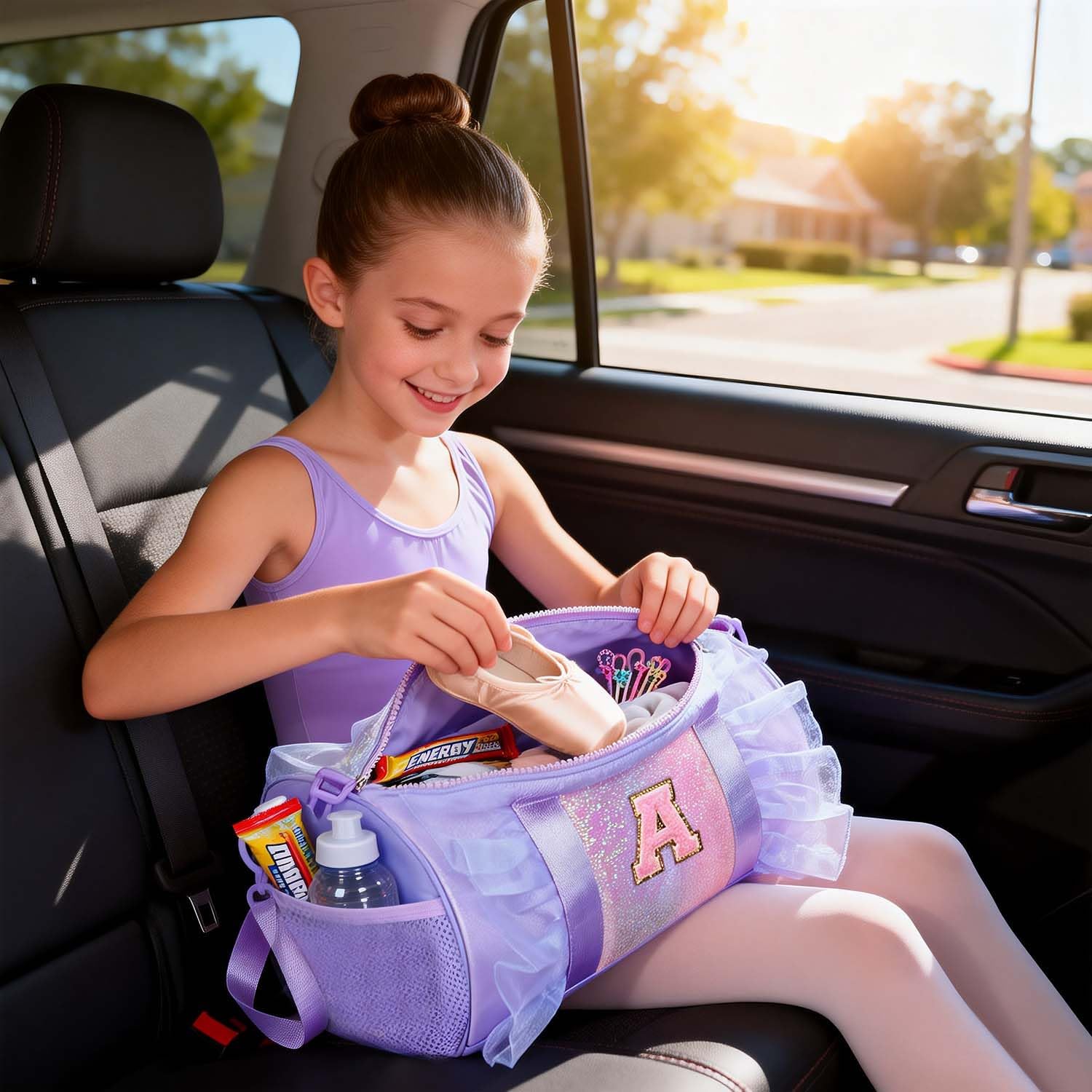 RHCPFOVR Personalized Monogram Dance Bag for Girls - 3-6 Years Kids Lightweight Water Resistant Oxford Backpack for Ballet Cheerleading Sleepovers Gymnastics