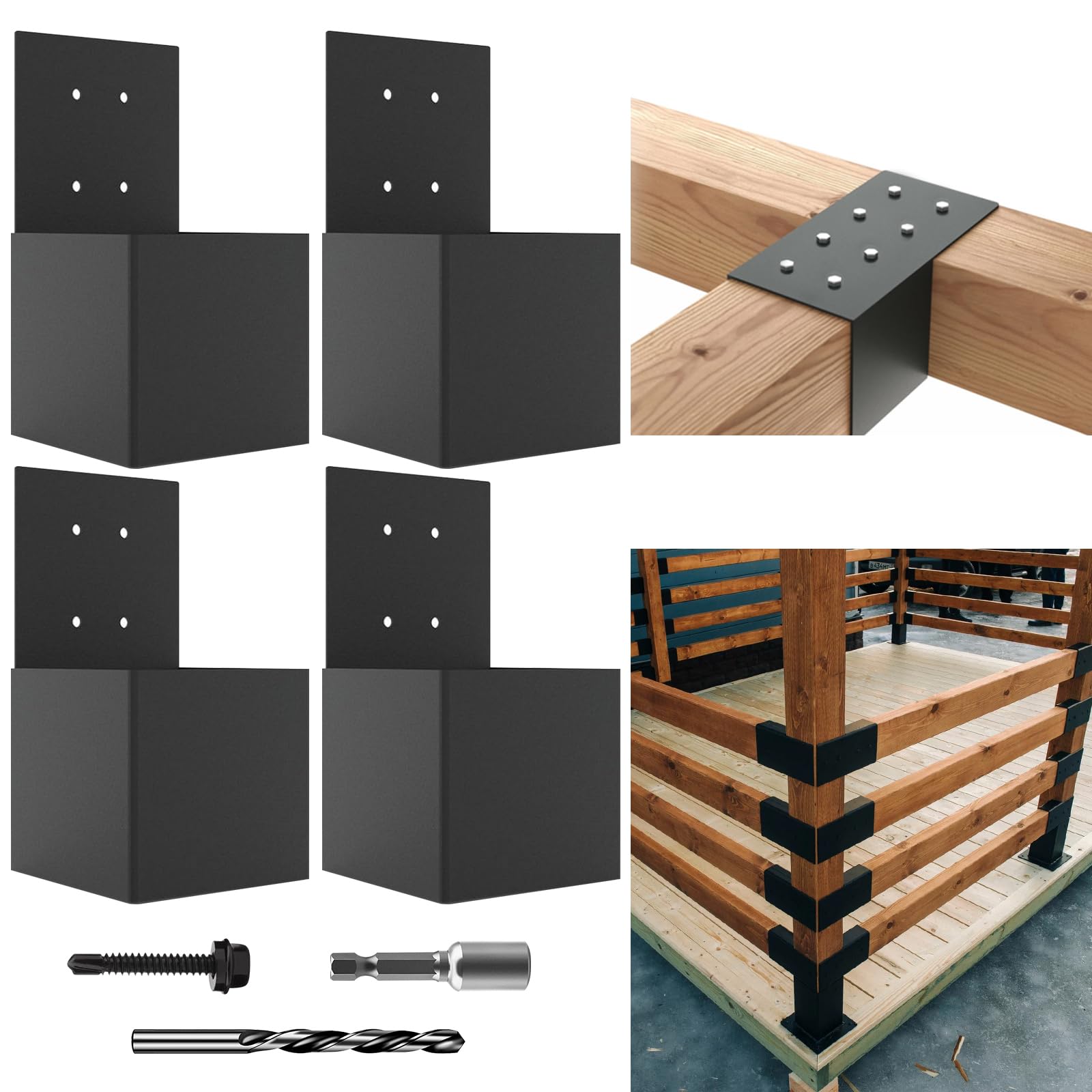 Support de pergola contre le vent : lot de 4 embases robustes