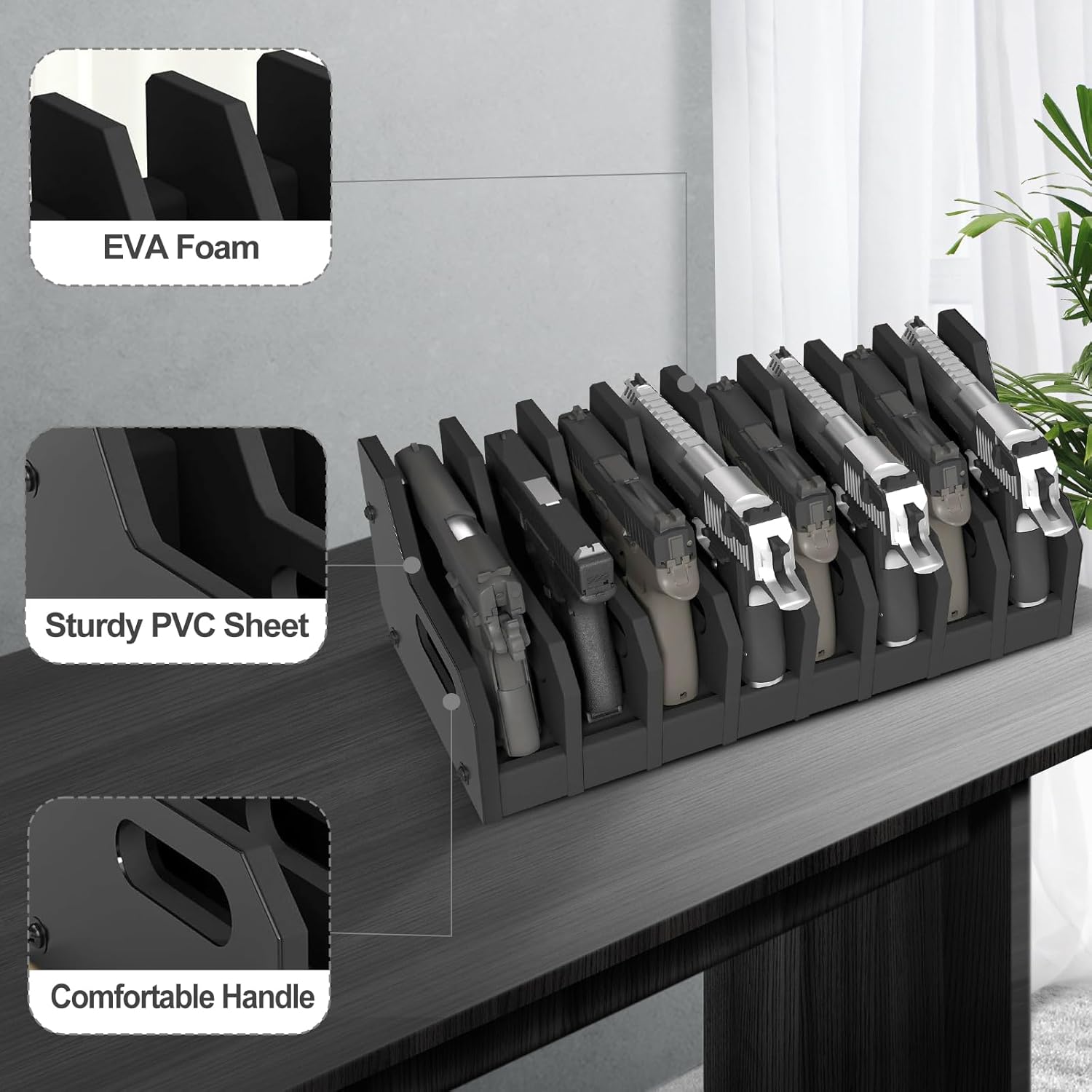 Pistol Rack for Handguns Pistol Revolver Holder Organizer Accessories Gun Rack Gun Slots Organizer with Soft Cushioned Foam Storage