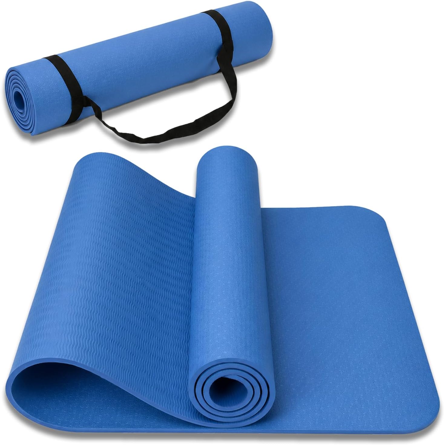 TPE Yoga Mat 72"x24"/35", 8mm/10mm Thick, Non-Slip, Carry Strap