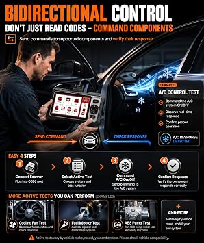 ANCEL FX6000 Bidirectional OBD2 Scanner, 4-System Scan Tool with 7+ Reset | Engine ABS SRS Trans Diagnostic, ABS Bleeding, Oil/EPB/BMS/SAS Reset, Throttle Relearn Gear Learning, Live Data, Free Update