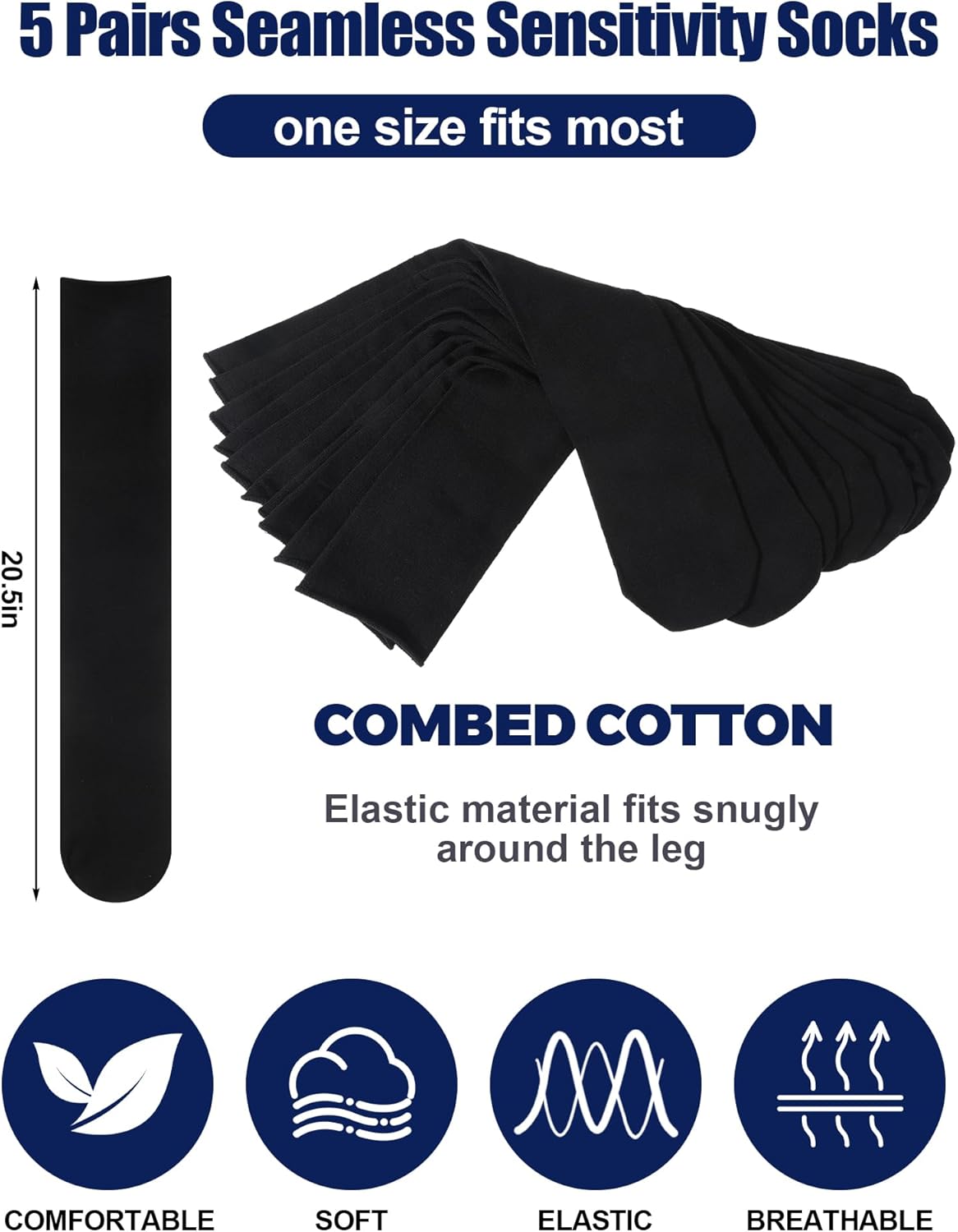 Shihanee 5 Pairs Seamless Walking Boot Socks Over The Calf Loose Fit AFO Tube Socks Liner for Cam Walker Orthopedic Boot Cast - Image 4