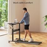 HitGo Mobile Standing Desk with Wheels, Pneumatic Height Adjustable Standing Desk for Walking Pad, Rolling Computer Workstation w/ 28.3"–42.5" Height, 31.5" x 15.7" Desktop for Home Office (Mahogany)