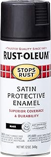 Rust-Oleum 7777830 Stops Rust Spray Paint, 12 Ounce (Pack of 1), Satin Black, 12 Fl Oz