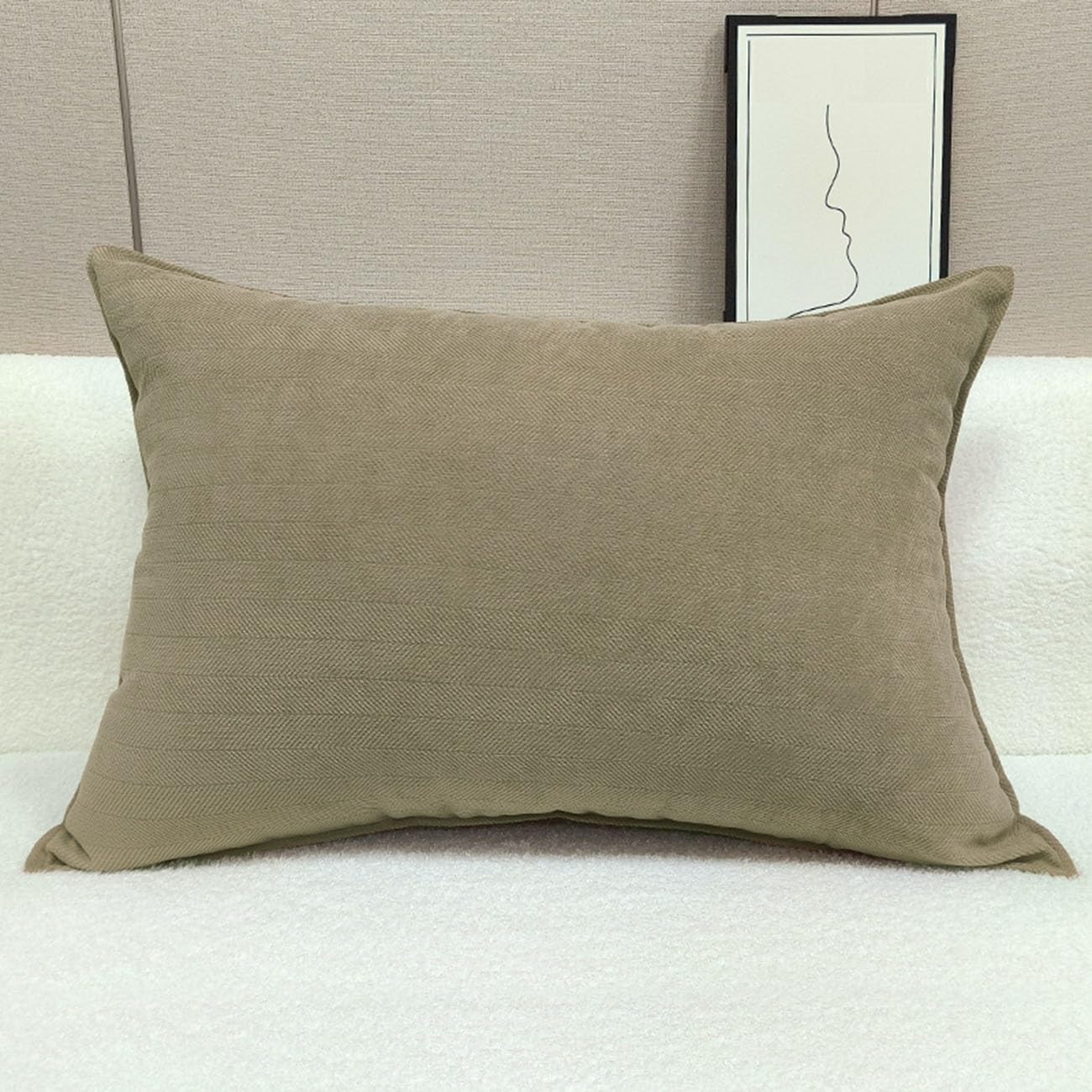 Swj-Swjssb Cream Almond Super King Size Pillow Cases, Extra Large Cushion Covers 50X50, 60 X 60,70X70,80X80 Cm Chenille Pillow Cover With Zipper Decorative Pillowcases For Pillows Sofa Bed Couch(,50X70 Cm 1Pc)