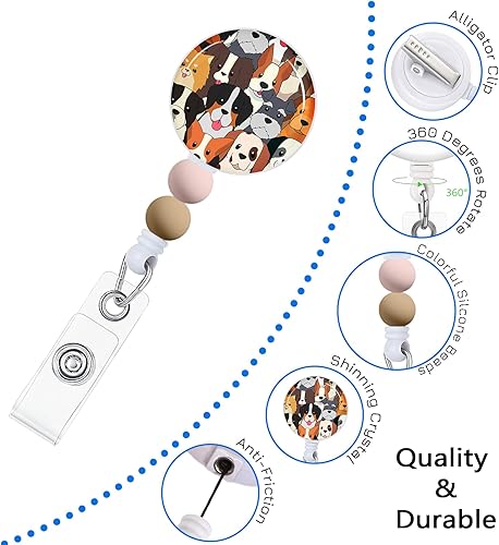 Vista 178 de Immaturus Carrete retráctil con cuentas, lindo y divertido soporte para tarjetas de identificación retráctiles, clips de insignia, llavero para Nave