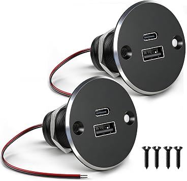 Aluminum RV USB Outlet, Dual Port High-Speed 12V Charger Socket