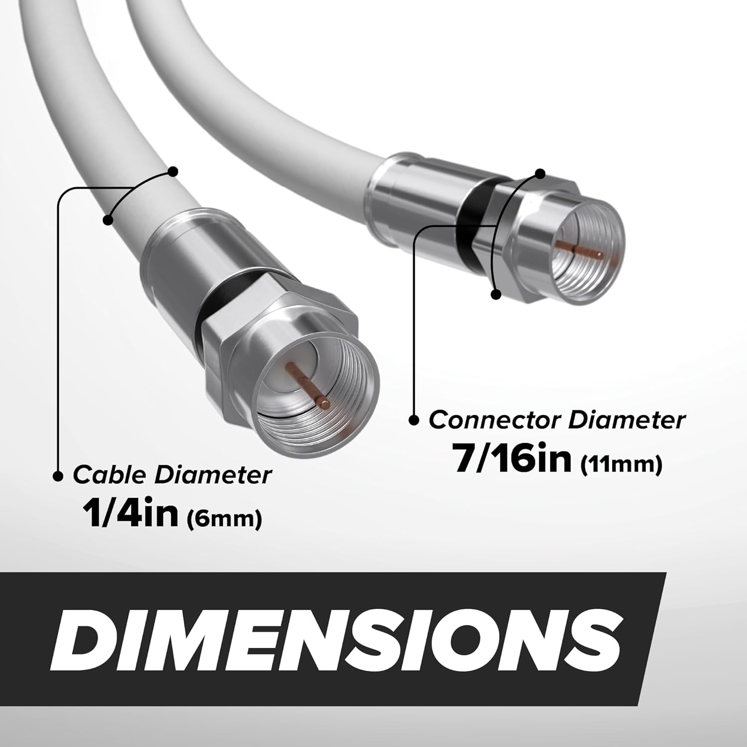THE CIMPLE CO - RG6 Coaxial Cable 200 FT - RG6 Coax Cable for TVs, Antennas, Internet, CATV, Audio/Video - Dual Shielded Indoor/Outdoor Coax Wire 200 Feet (60 Meters), White
