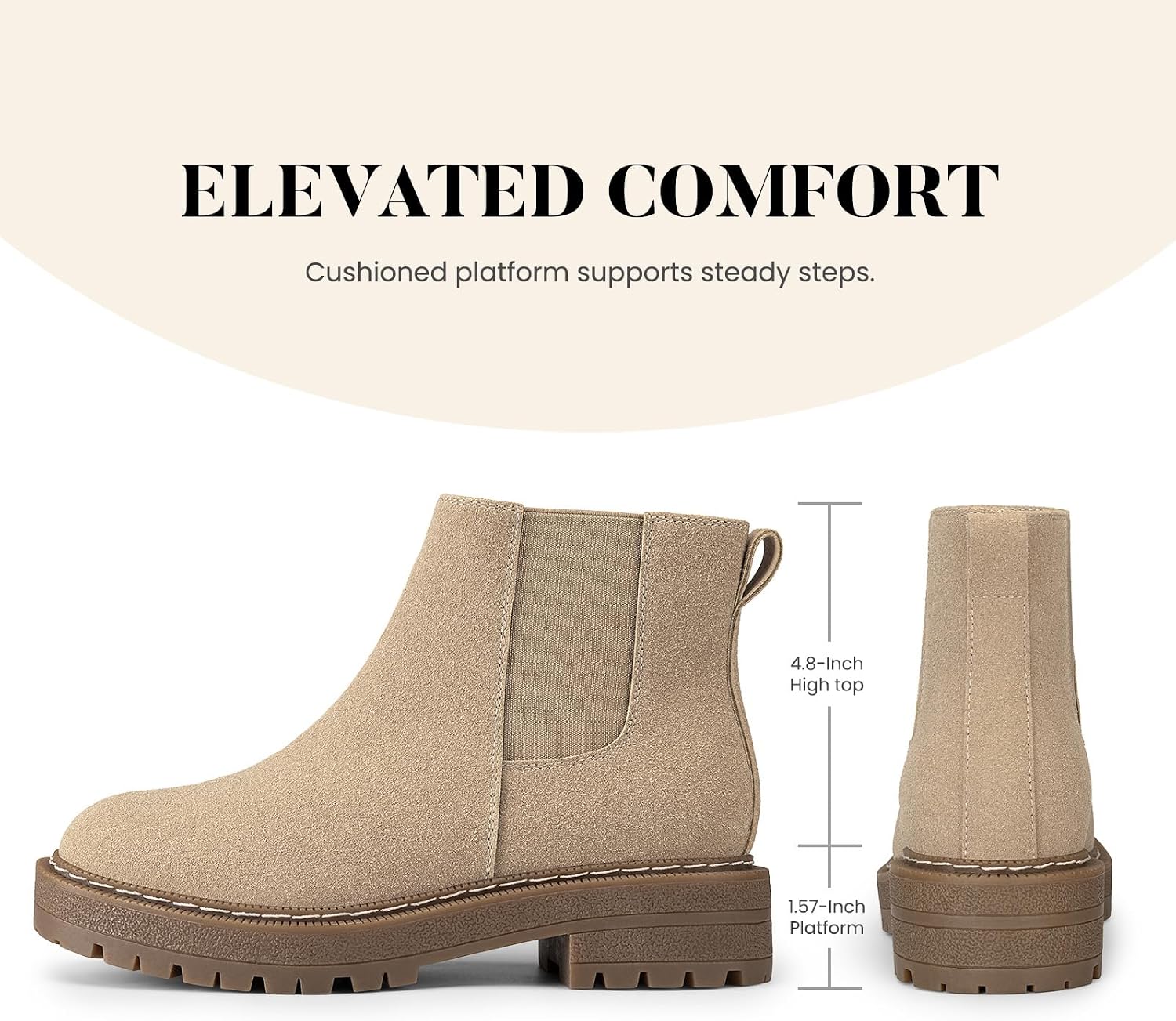 Athlefit Women's Chunky Low Heel Slip On Short Ankle Boots image 4