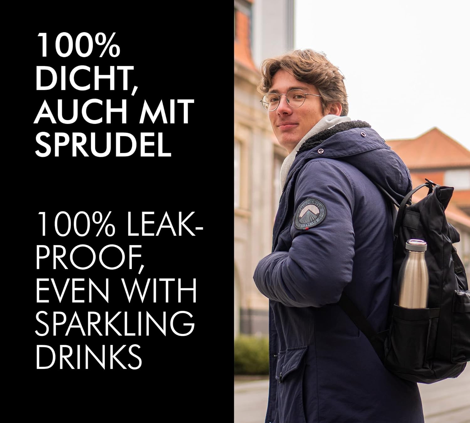 TC BOTTLE 1.00 L, Stone Grey, Thermos Flask Made of Stainless Steel, 12 Hours Hot / 24 Hours Cold, Completely Leak-Proof for School, Office, by Thermos, Drinking Directly from Stainless Steel, Water