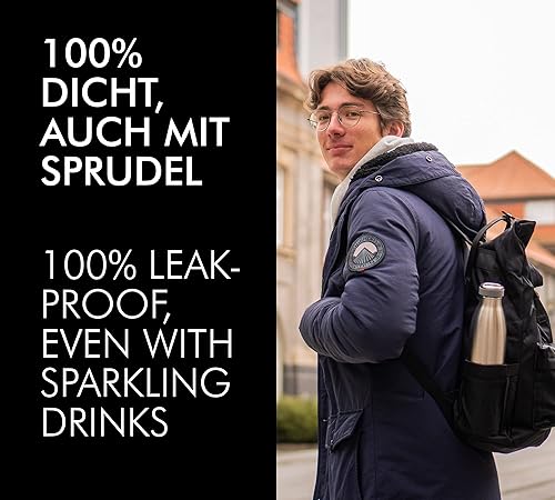 Miniatura 4 de TC BOTTLE - Termo de acero inoxidable, 1.00 L, gris piedra, termo de acero inoxidable, 12 horas de calor, 24 horas de frío, completamente a prueba