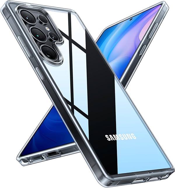 Funda TORRAS a prueba de golpes para Samsung Galaxy S25 Ultra, Transparente Anti-Amarillamiento | [Protección de Grado Militar 12 Pies] Funda Transparente Delgada para Samsung S25 Ultra, cristal diamante, dura, 6.9'' Serie Guardian