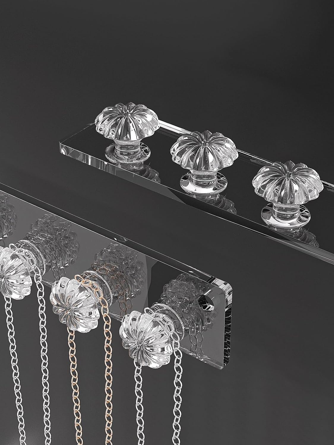 Wall Mounted Hanging Necklace Organizer Holder,Small Necklace Hanger Wall Mount,Acrylic Jewelry Hooks Storage Long Necklace,Closet Hanging Bracelet Display Stand (2)