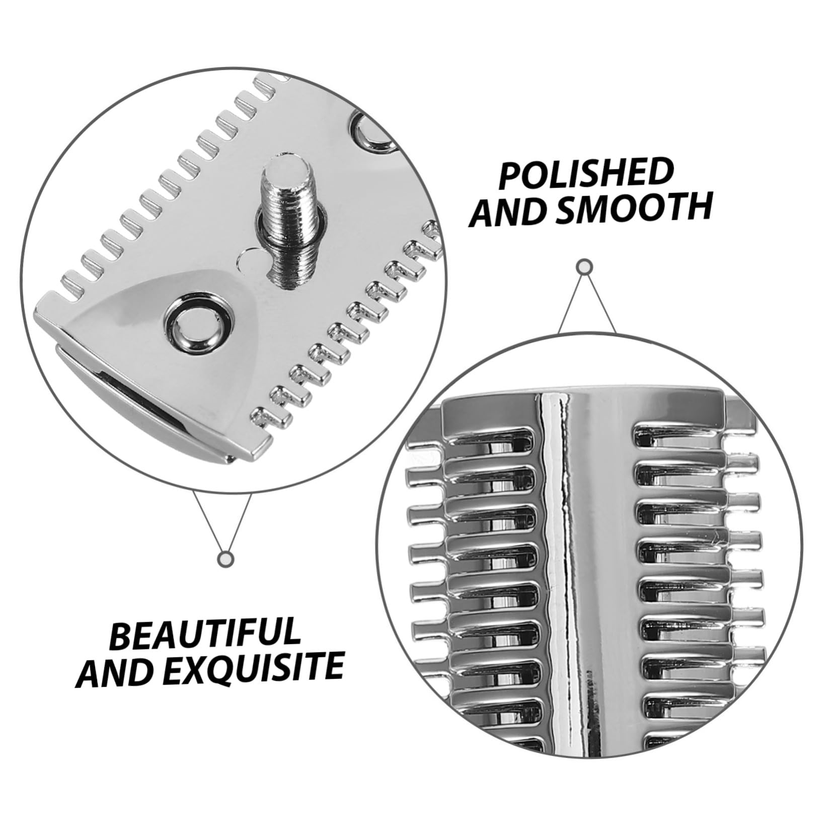 MERRYHAPY Testina Ricambio Rasoio Sicurezza in Lega Doppia Pettine in Metallo Solido Compatibile con Manici Standard per Barba Uomo e Donna Finitura Lucida Argento Resistente e Duratura