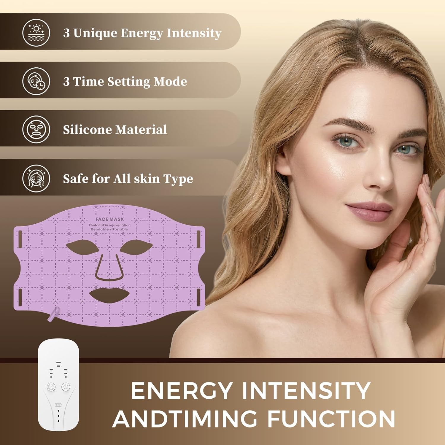 Red Light Therapy Face Mask, LED Light Therapy Mask FDA Cleared - 660nm & 850nm for Wrinkles, Collagen & Acne I Adjustable Fit for All Skin Tones I Clinically-Backed 10-Min Daily Sessions