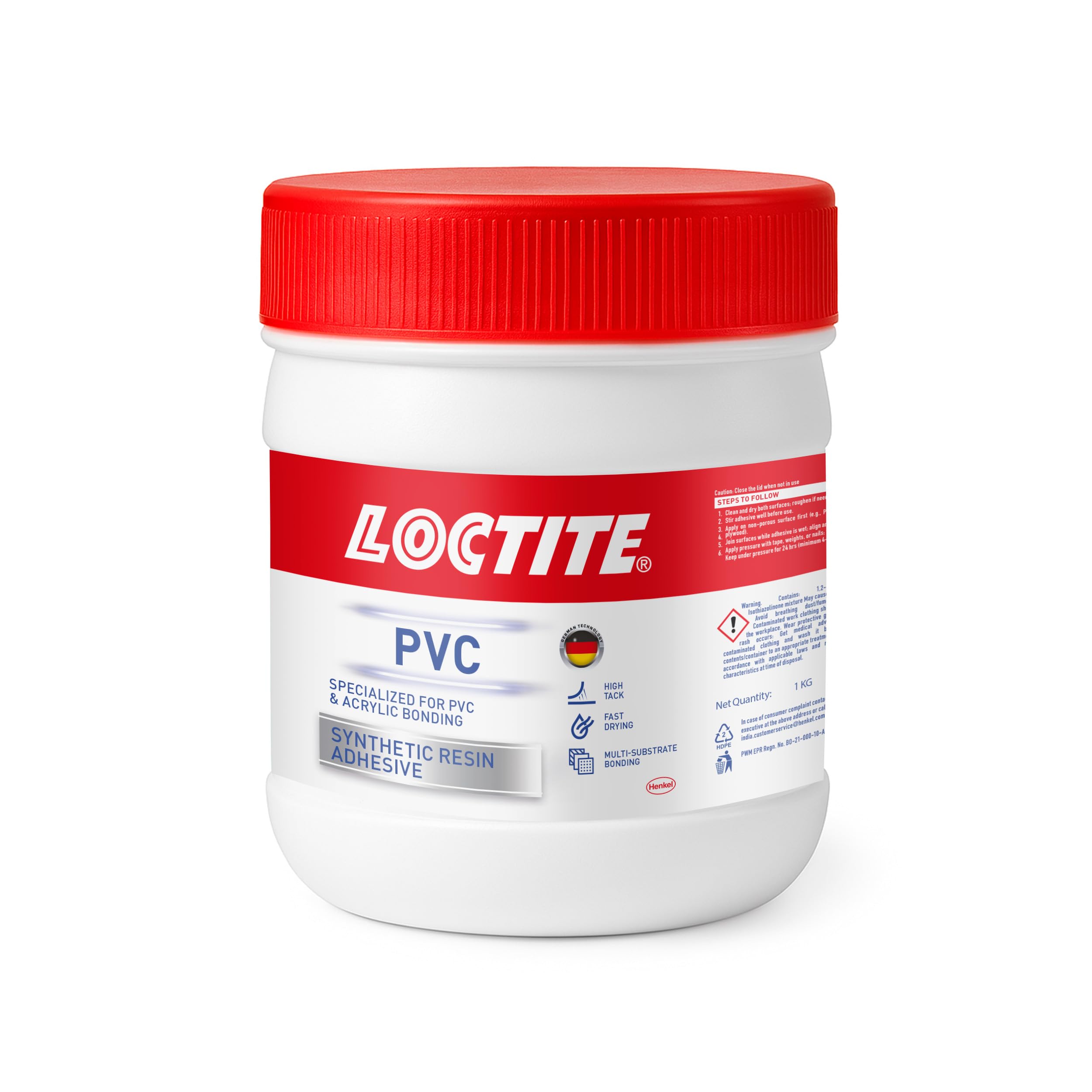 LOCTITE PVC| Syntetic resin adhesive|Speacialized for PVC & Acrylic bonding|Hightack|Fast drying| Multi-substrate bonding 1kg x pack of 1
