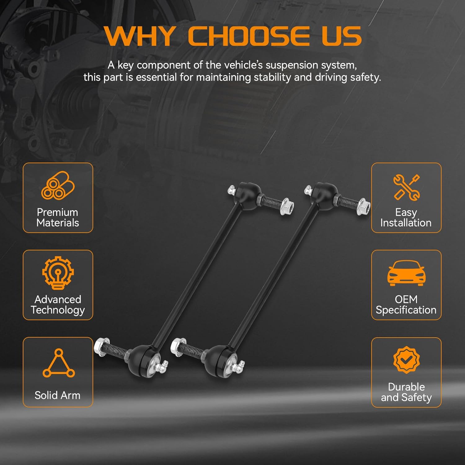 Front Sway Bar End Links Compatible with Ford Mustang 2005-2014# K80899