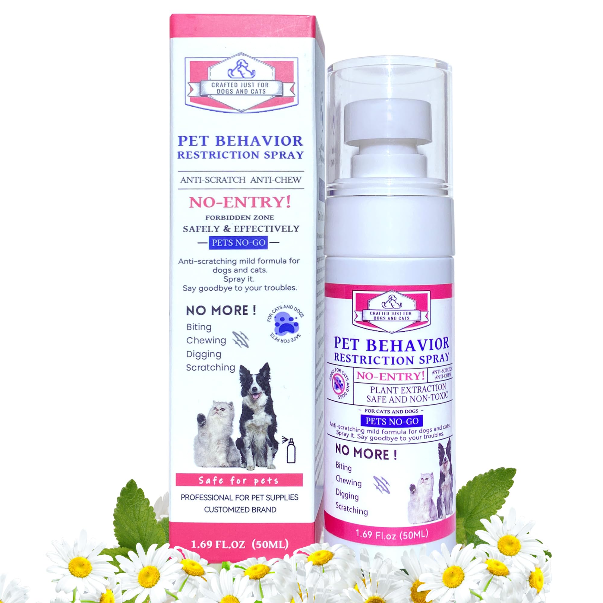 Pet Behavior Restriction Spray, Plant Extract Bitter Apple Spray for Dogs and Cats. No Chew, No Marking, No Lick, No Pee, Not Here Deterrent Spray