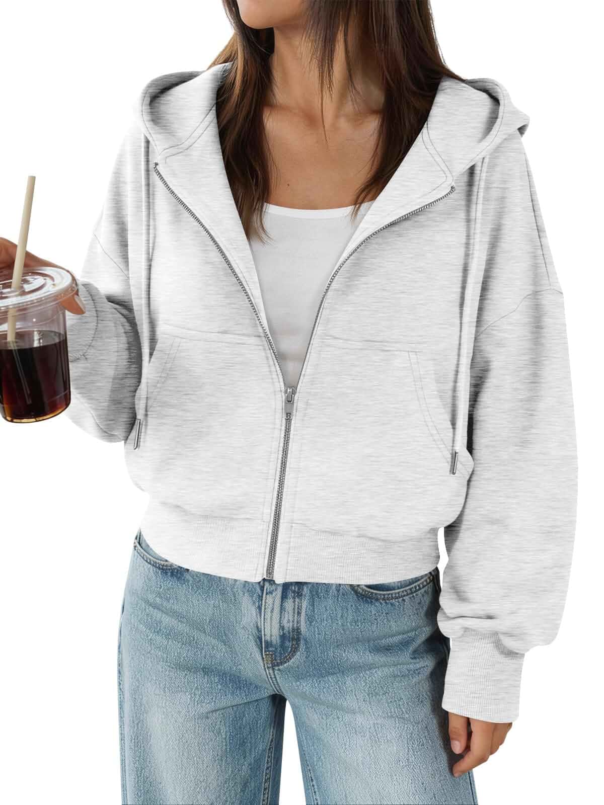 Trendy Queen Zip Up Hoodies For Women Cropped Sweatshirts 2026 Fall Outfits Y2k Fleece Jackets, Fall Fashion Clothing, Oversized, Cute Hoodie