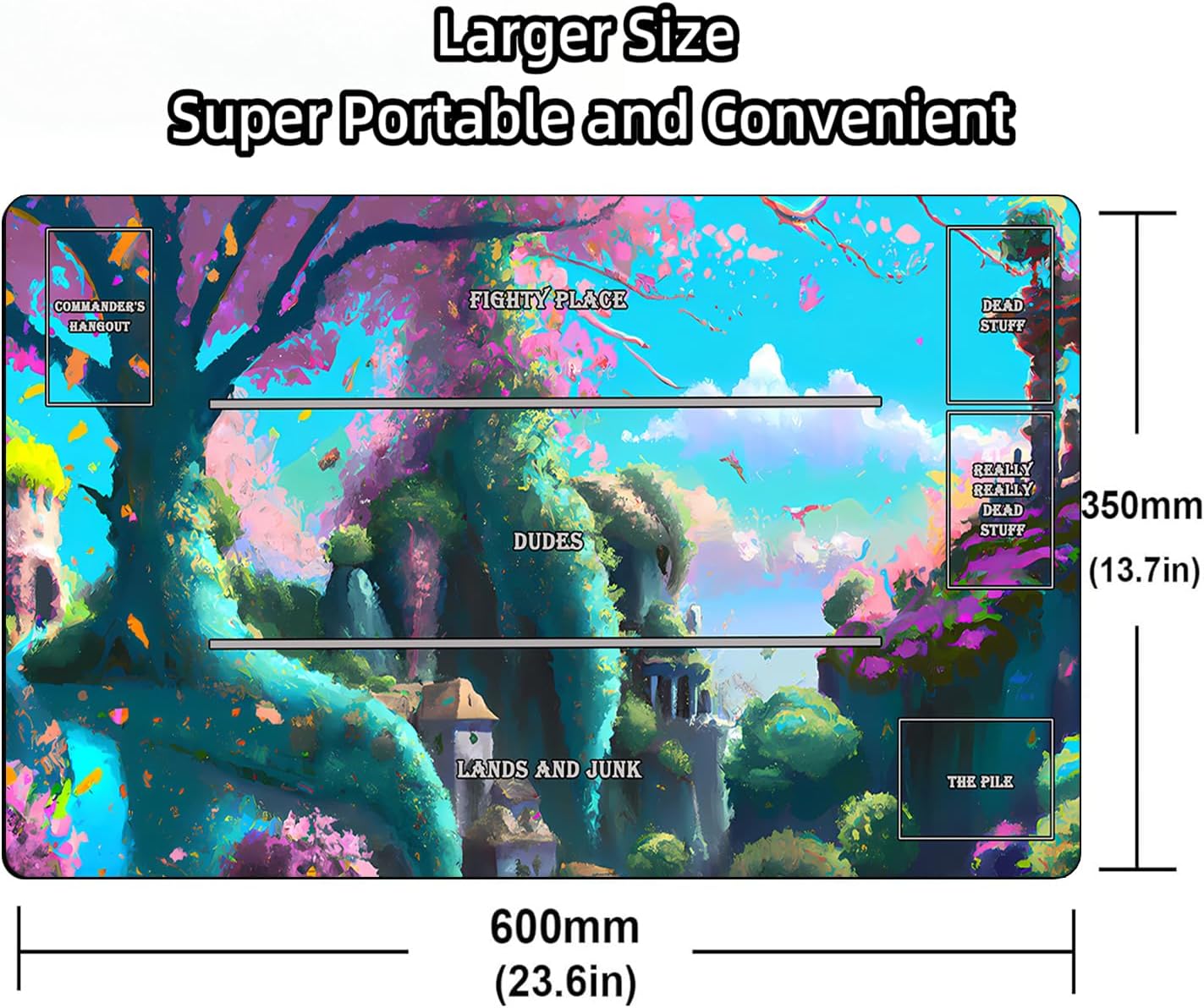 MTG Playmat - 24 x 14 Inches Trading Card Inked Game Playmat with Storage Bag and Smooth Rubber Surface