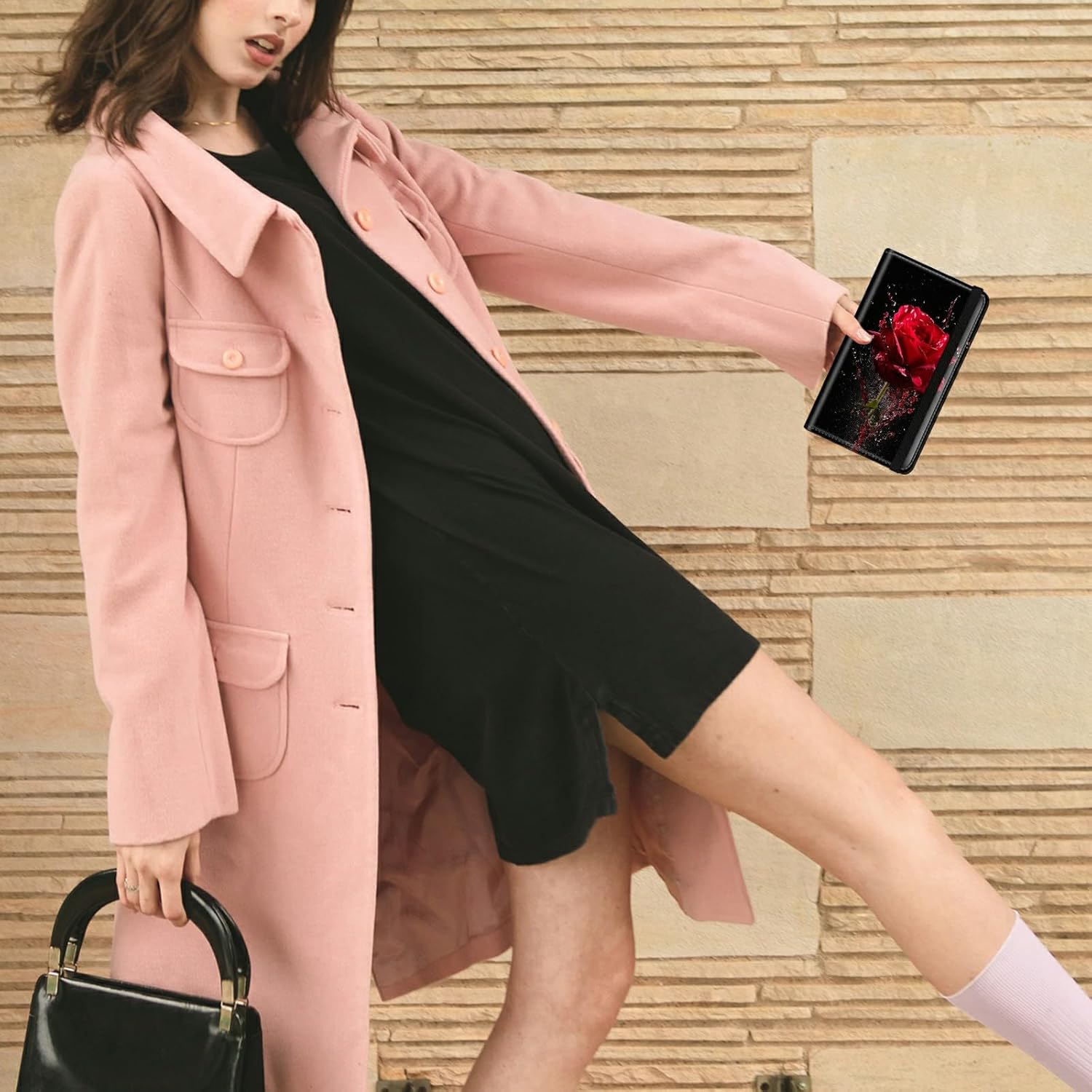 Checkbook Cover for Women & Men PU Leather Checkbook Covers for Personal Checkbook Slim Check Book Credit Card Holder Holder Wallet with RFID Blocking for Duplicate Checks,Red Rose Water - Image 6