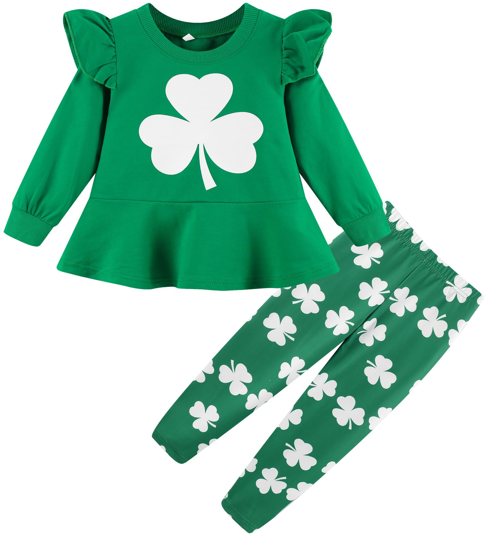Little Girls 2 Piece Outfits Ruffle Sleeve Unicorn Sweatshirts Top and Leggings Set School Outfits Kids Clothing Set