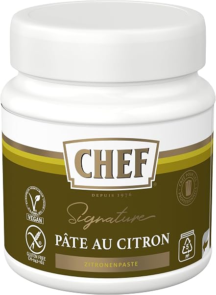 CHEF Pâte Au Citron - Goût Citron Confit - Idéal pour Assaisonnement, Sauce, Marinade, Beurre Composé - Gain de temps en Cuisine - Aide Culinaire, Fonds, Fumet - Pot de 580g - 5