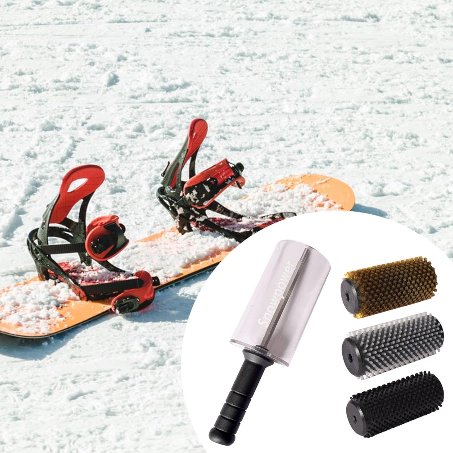 Kioware 3 個のスキー回転ブラシキット ハンドル付きワックスがけ