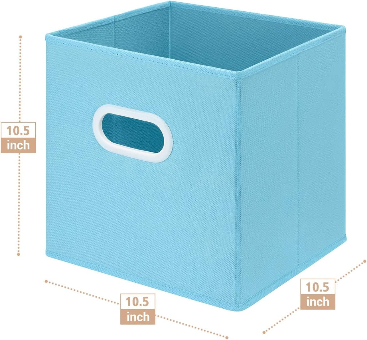 MaidMAX Cloth Storage Bin with Dual Plastic Handles for Home Closet Nursery Drawers Organizers, Foldable, 6 Colors, 10.5×10.5×11 inches, Set of 6