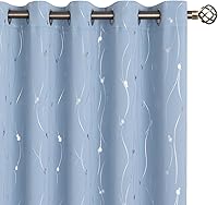 Vista 164 de BGment Room Darkening Curtains 95 Inches Long, Grommet Thermal Insulated Blackout Curtains with Wave Line and Dots Printed for Bedroom, 2 Panels