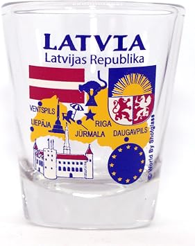 World By Shotglass Latvia EU Series Landmarks and Icons Shot Glass