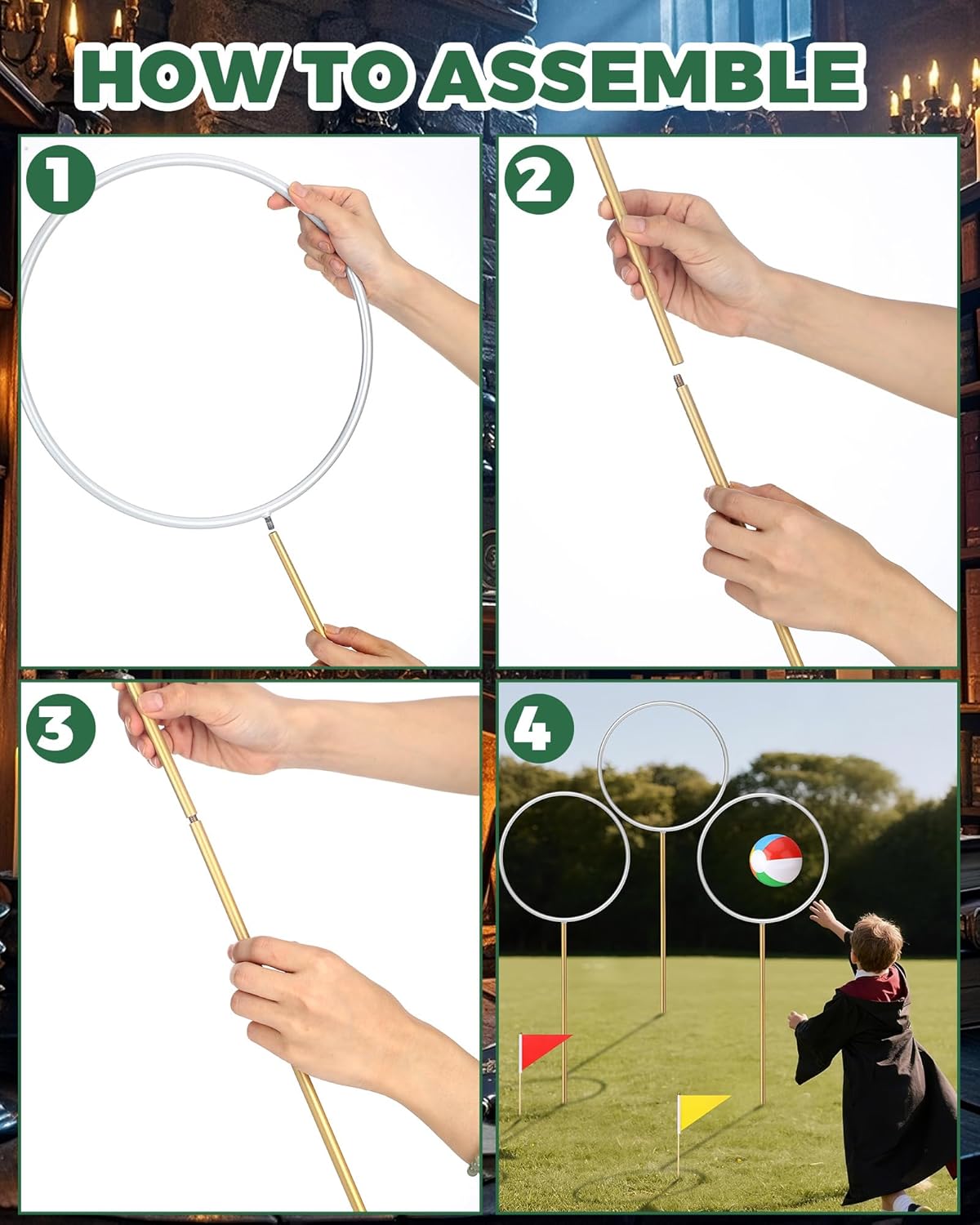 Magical Wizard Decor Including 3 Large Magical Rings Hoops 5 Flags and 5 Inflatable Balloon Decor for Birthday Party Wizard Theme Decoration