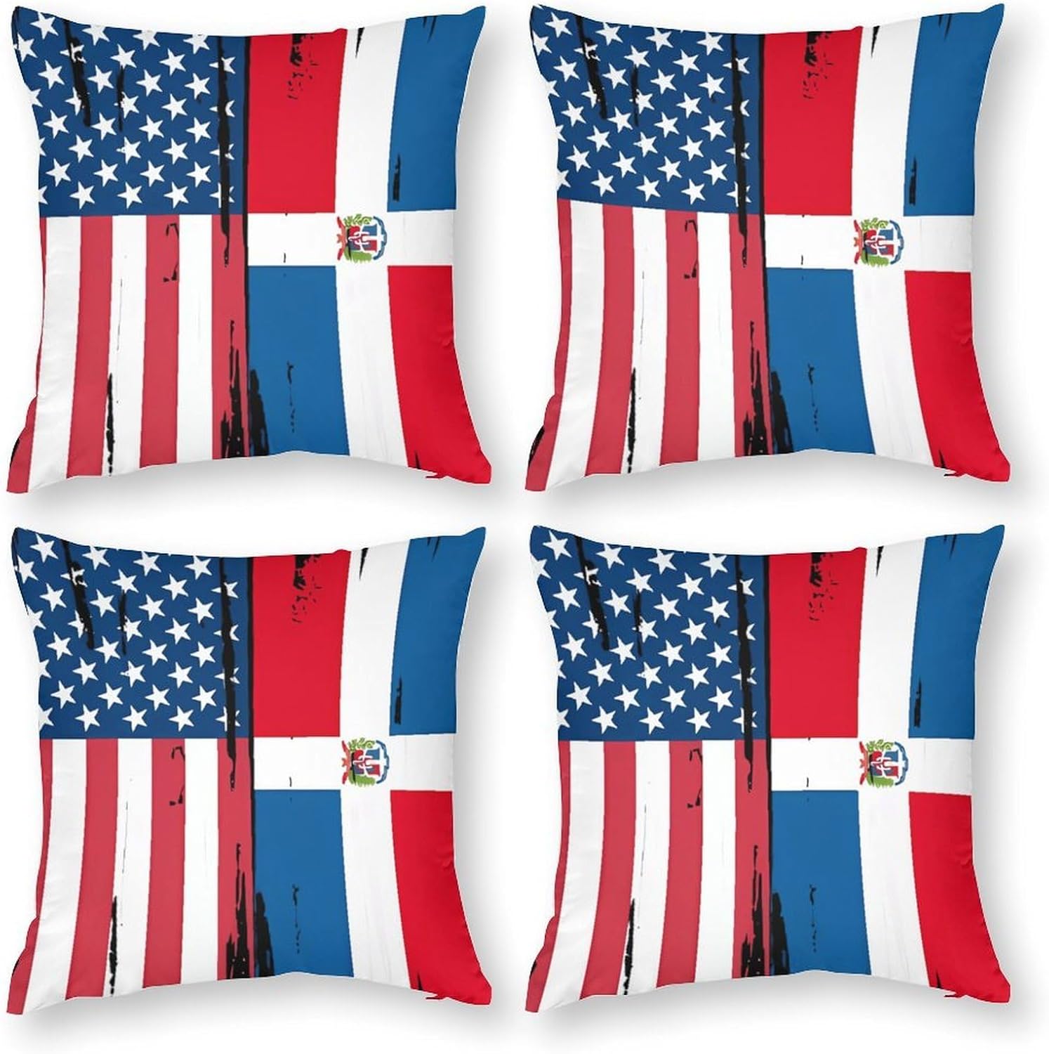 Dominican Republic U.S. Flag Printed Throw Pillow Case 4 Pcs Soft Pillowcases Pillows Covers Sofa Bed Decor 12/14/16/17/18/20/22/24/32 Inches