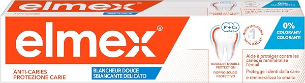 Elmex - dentifrice Elmex Anti-Caries Blancheur Douce 0 % Colorants - Caries - dents Sensibles, Gencives Douloureuses, Protection de l'Email - 75 ml, 75.0 gramme, 75.0 milliliters - 2