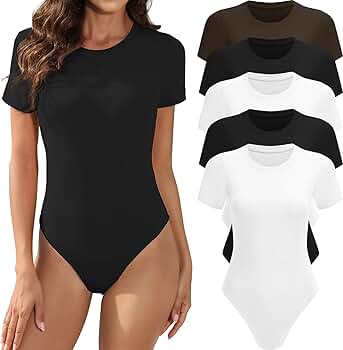 トップス papier Hineck bodysuit/white White Mock Neck Bodysuit