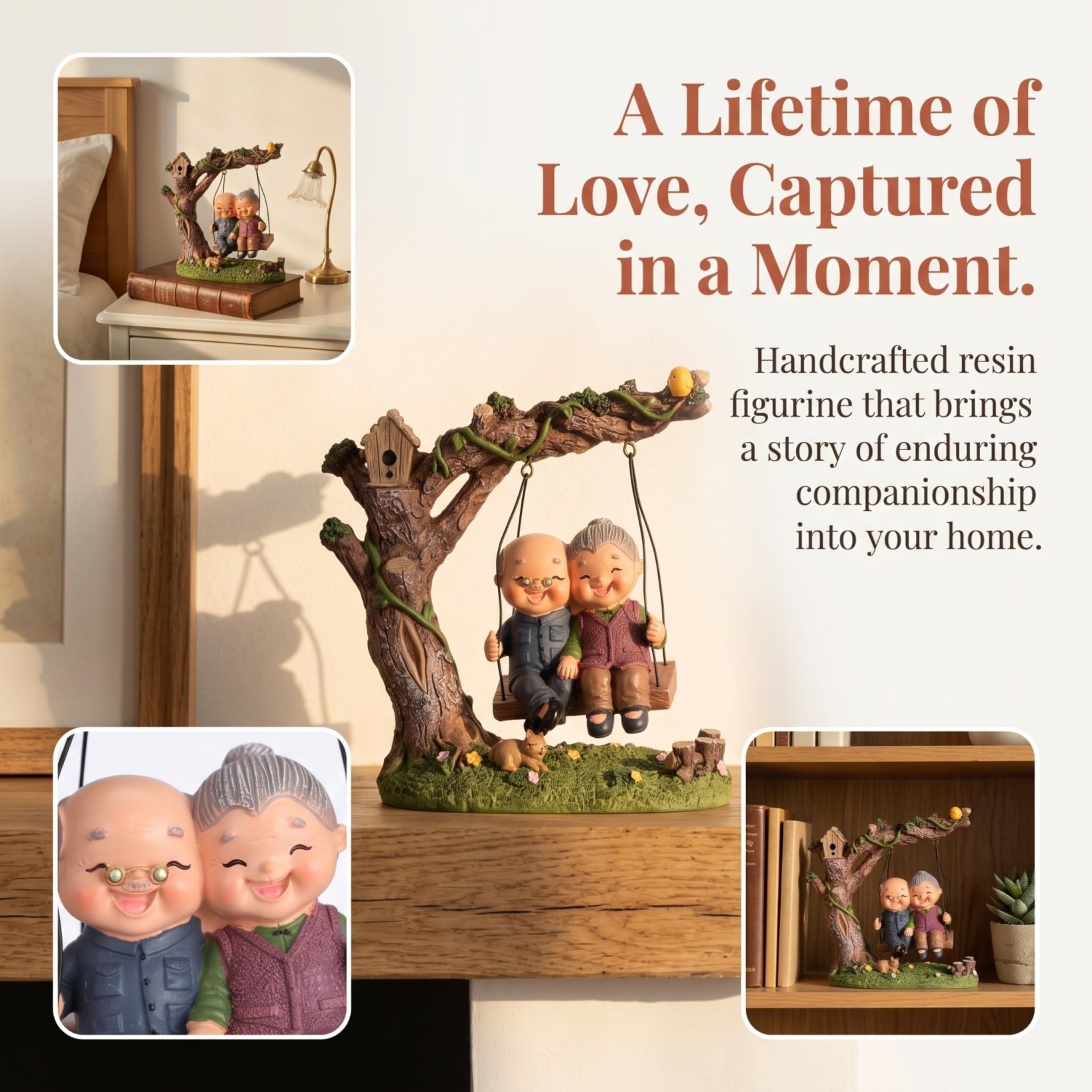 Cabilock Lot de 2 Figurines de Couple marié - Figurine décorative en résine - Statue de Couple d'amoureux - pour Noël, Anniversaire, décoration de Table - Idée - Statue de Grands-Parents