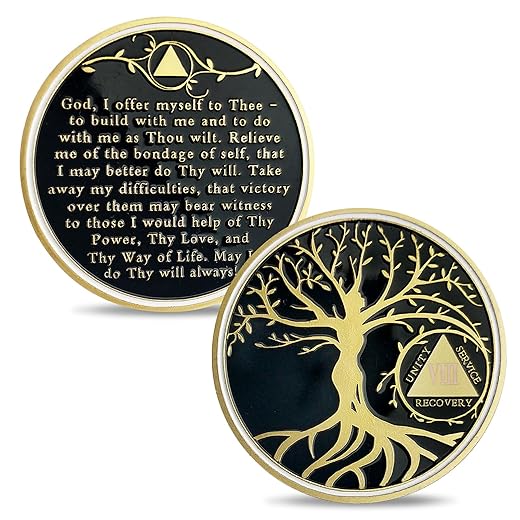 5 Year Sobriety Chip Tree of Life Sobriety Coin AA Coins and Medallions Sobriety Gifts for Men Women Sobriety Achievement Affirmation Token