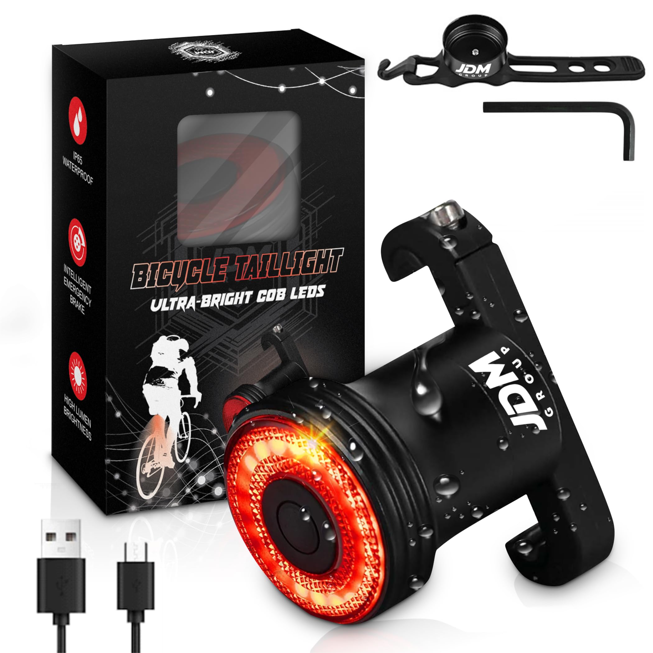 Fanalino Posteriore Bicicletta Potente LED da 300 Lumen ad Alto Splendore - con Sensore di Frenata Intelligente e Auto On/Off - Ricaricabile USB - 5 Modalità - Batteria da 450 mAH