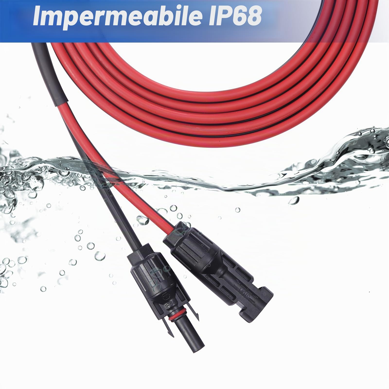 Cavo solare - Cavo di prolunga solare a doppio filo, 12 AWG, 40 piedi (12 metri) 4 mm², treccia in rame con connettori femmina e maschio, per sistemi solari domestici, aziendali e camper