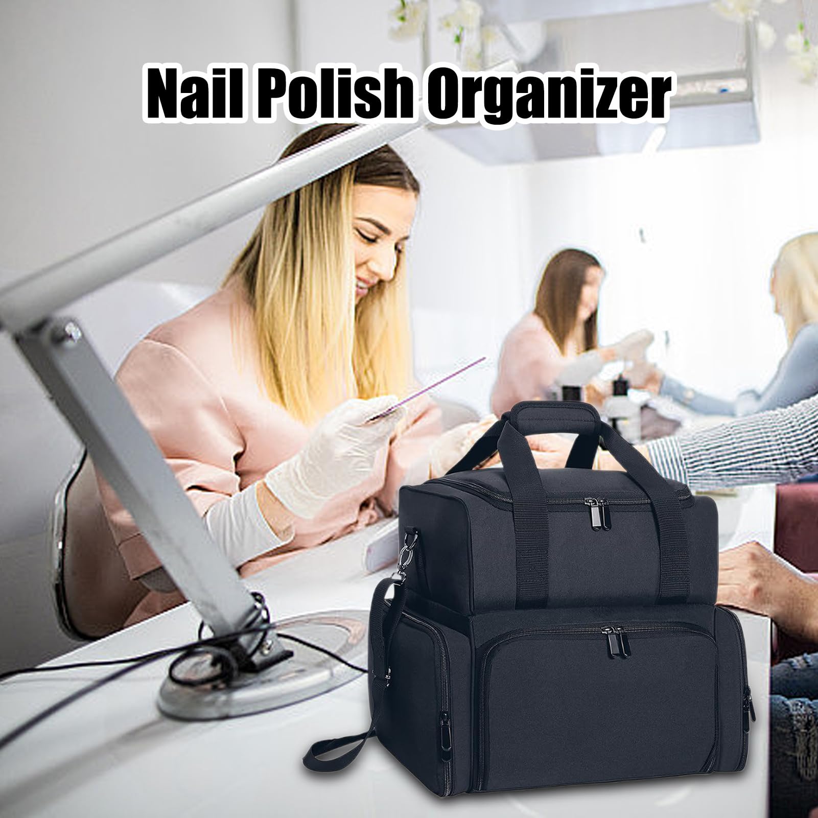Estuche de transporte para esmalte de uñas, bolsas de uñas para artículos a soporte de viaje para kit de uñas | Estuche de transporte de almacenamiento, estuche para kit de lámpara que puede contener