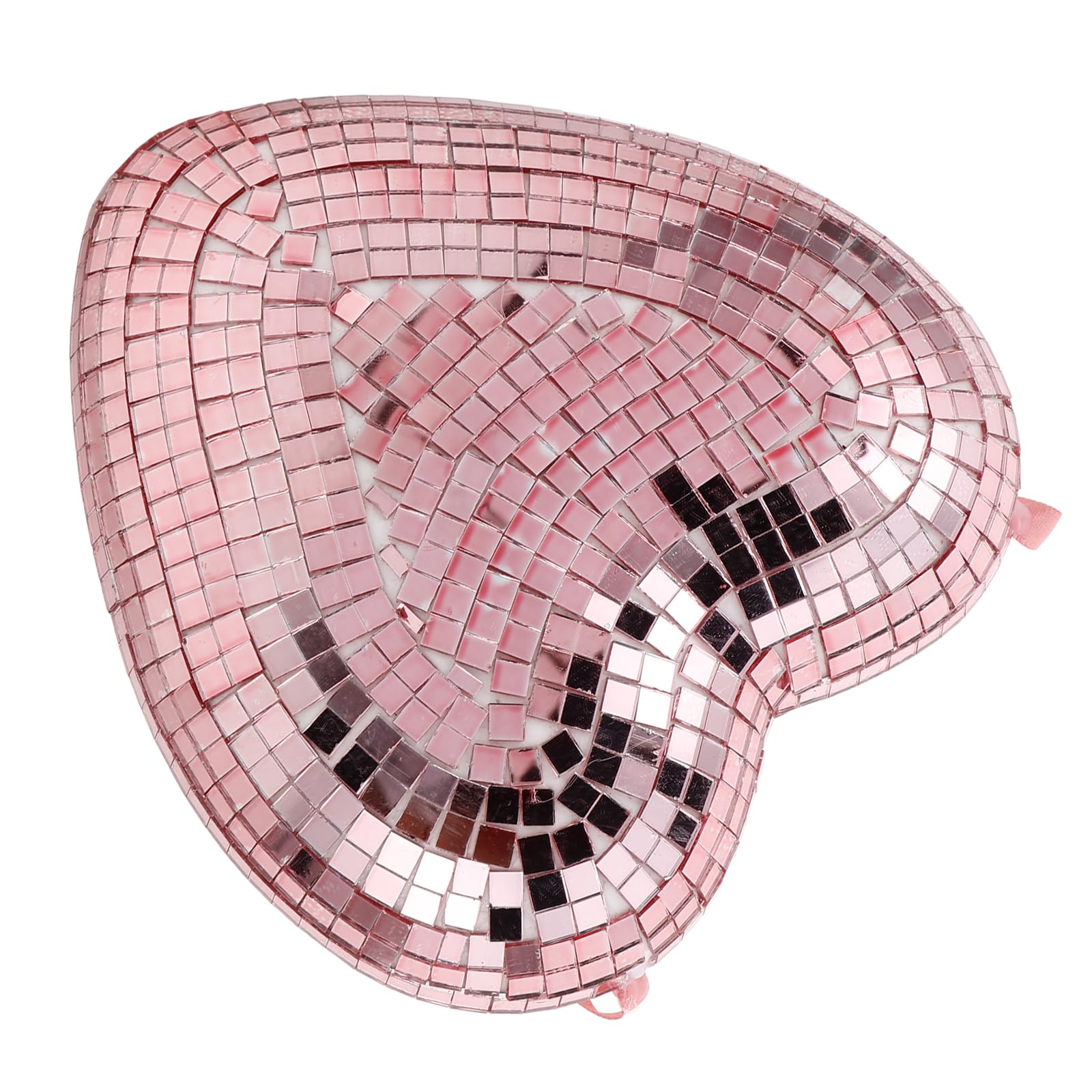 LUOZZY Disco Heart Shaped Disco Balls Pendents Glitter Mirror Reflective Hanging Disco Ornaments for DIY Crafts Disco Theme Valentines Day Decor - Pink