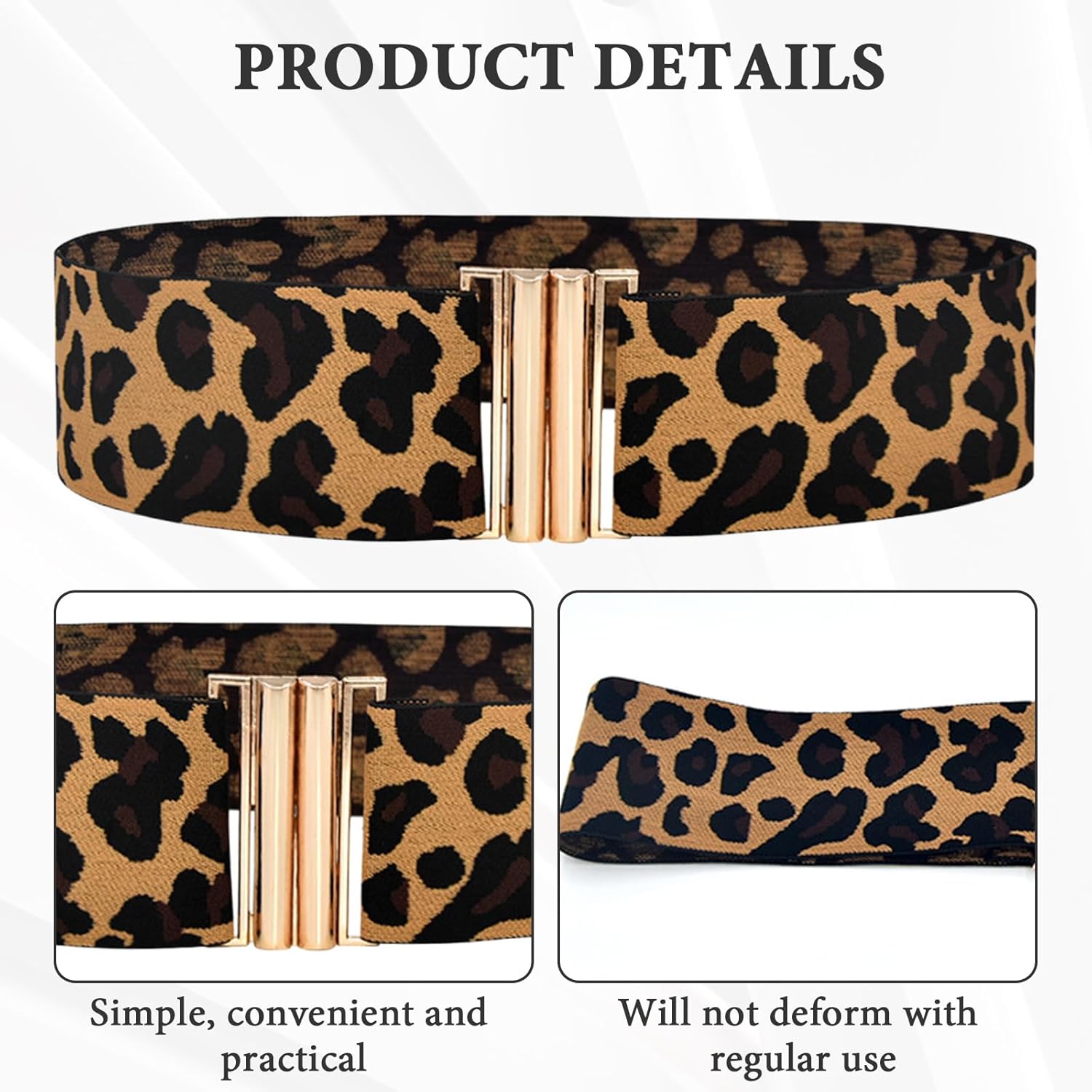 Leopard Belts for Women, 2 Pcs Cheetah Print Belt for Dresses Skirts and More Leopard Belts for Women Unique Buckle Design Fashion Leopard Print Retro - Image 3
